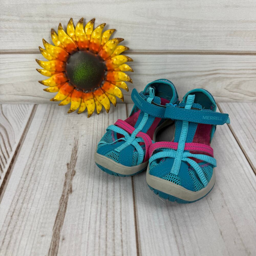 Merrell Kids Dragonfly Stay-Put Sandals Water Shoes Aqua Pink Size 12
